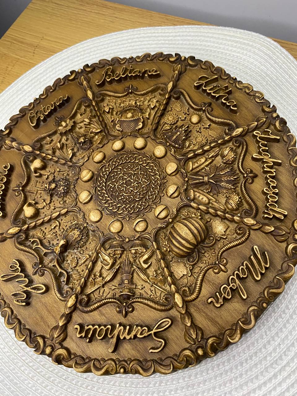 Wheel of the Year Wooden Wall Plaque – Wiccan Sabbat Calendar, Pagan Decor
