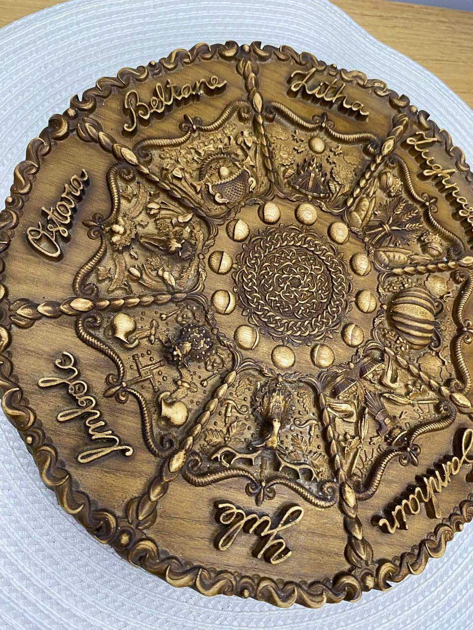 Wheel of the Year Wooden Wall Plaque – Wiccan Sabbat Calendar, Pagan Decor