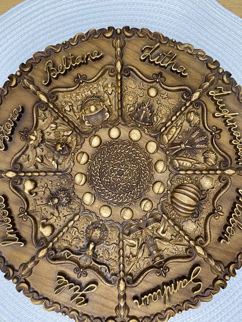 Wheel of the Year Wooden Wall Plaque – Wiccan Sabbat Calendar, Pagan Decor