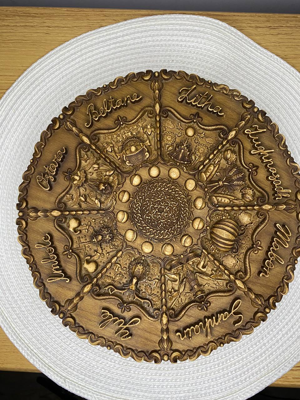 Wheel of the Year Wooden Wall Plaque – Wiccan Sabbat Calendar, Pagan Decor