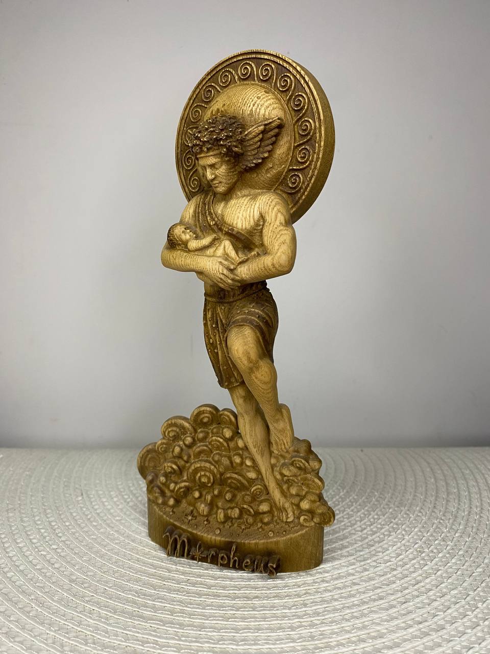 Morpheus Wooden Statue – Greek God of Dreams, Mythology Sculpture & Sleep Symbol
