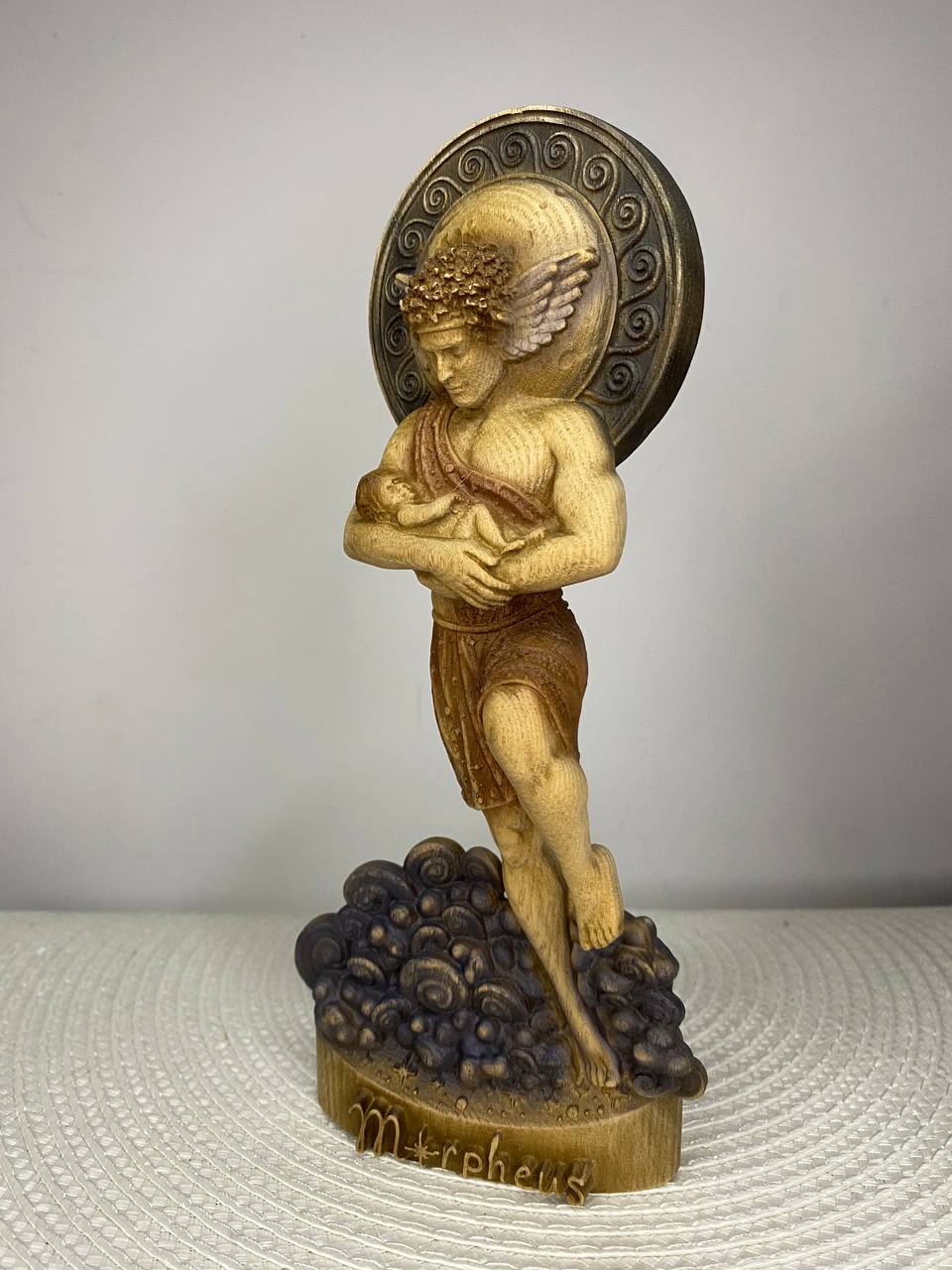 Morpheus Wooden Statue – Greek God of Dreams, Mythology Sculpture & Sleep Symbol