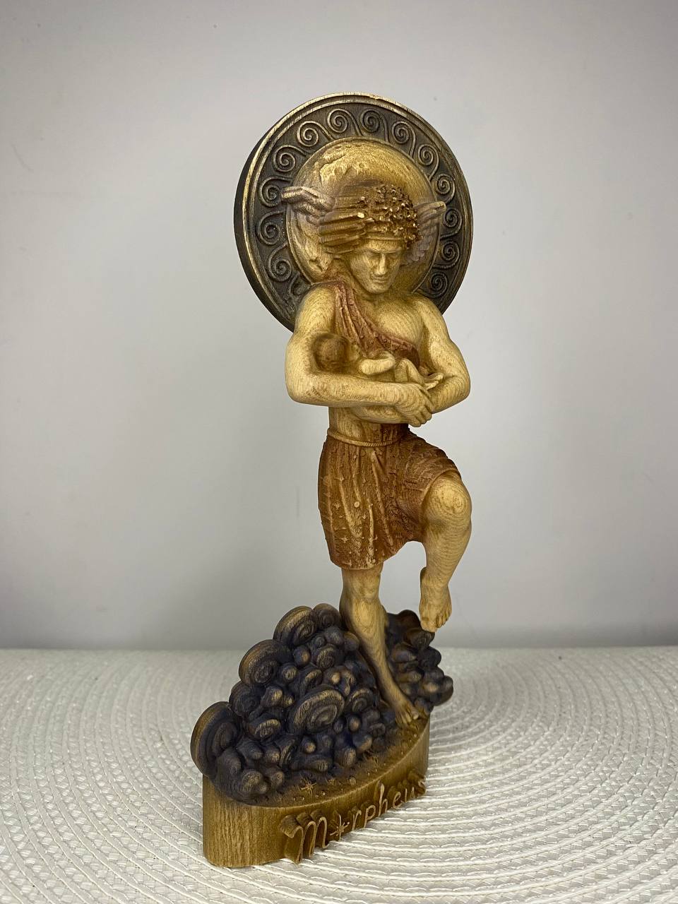 Morpheus Wooden Statue – Greek God of Dreams, Mythology Sculpture & Sleep Symbol
