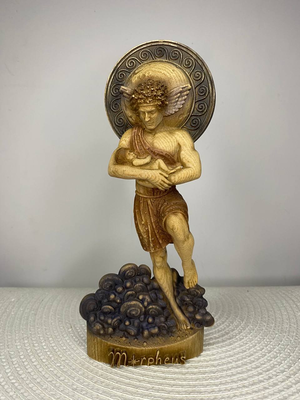 Morpheus Wooden Statue – Greek God of Dreams, Mythology Sculpture & Sleep Symbol