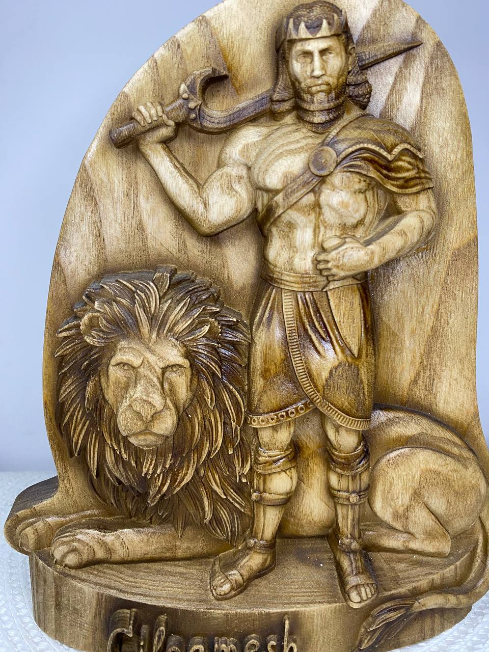 Gilgamesh Wooden Statue – Sumerian Hero King, Mesopotamian Mythology Sculpture