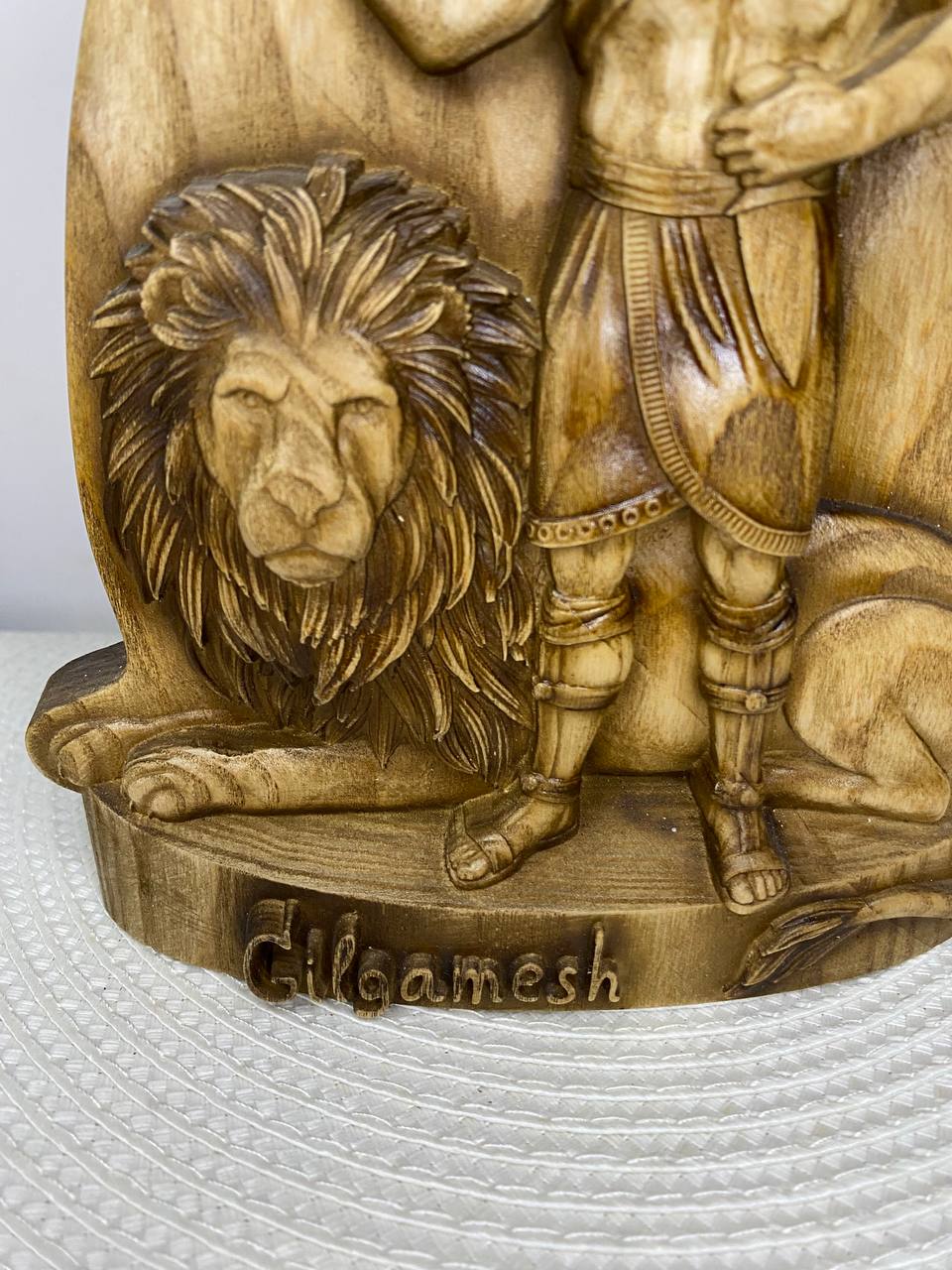 Gilgamesh Wooden Statue – Sumerian Hero King, Mesopotamian Mythology Sculpture