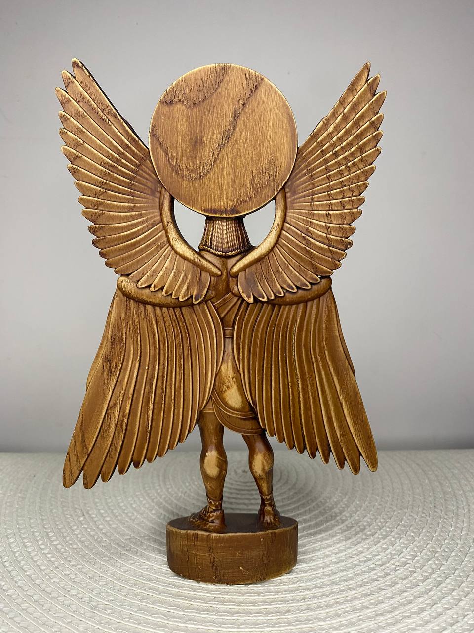 Anu Statue — Hand-Carved Ash Wood Sumerian Sky God Mesopotamian Mythology Decor