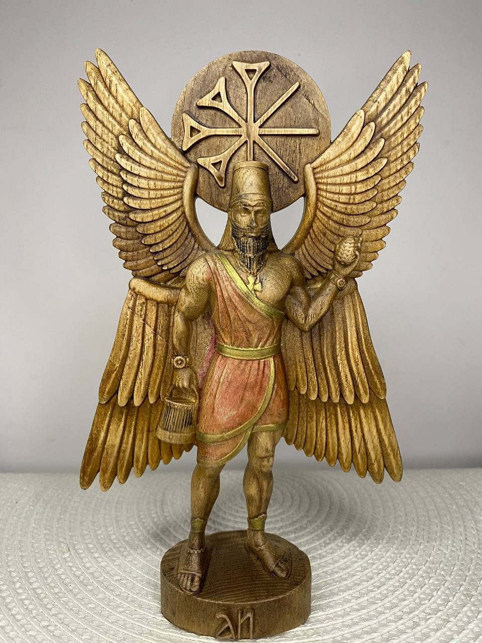 Anu Statue — Hand-Carved Ash Wood Sumerian Sky God Mesopotamian Mythology Decor