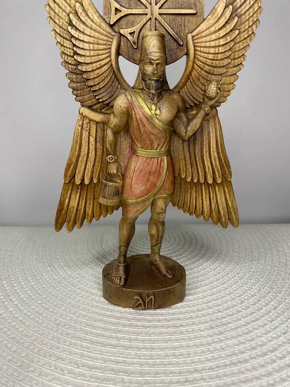 Anu Statue — Hand-Carved Ash Wood Sumerian Sky God Mesopotamian Mythology Decor
