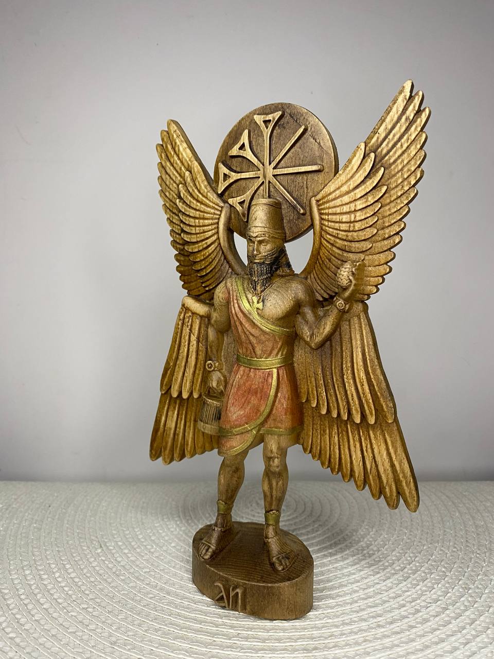 Anu Statue — Hand-Carved Ash Wood Sumerian Sky God Mesopotamian Mythology Decor