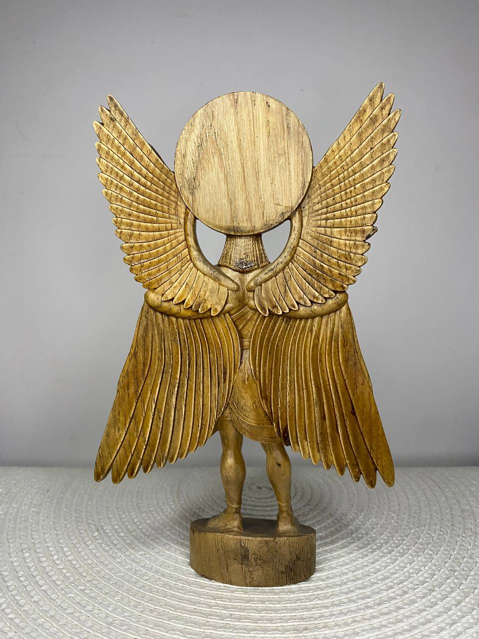 Anu Statue — Hand-Carved Ash Wood Sumerian Sky God Mesopotamian Mythology Decor