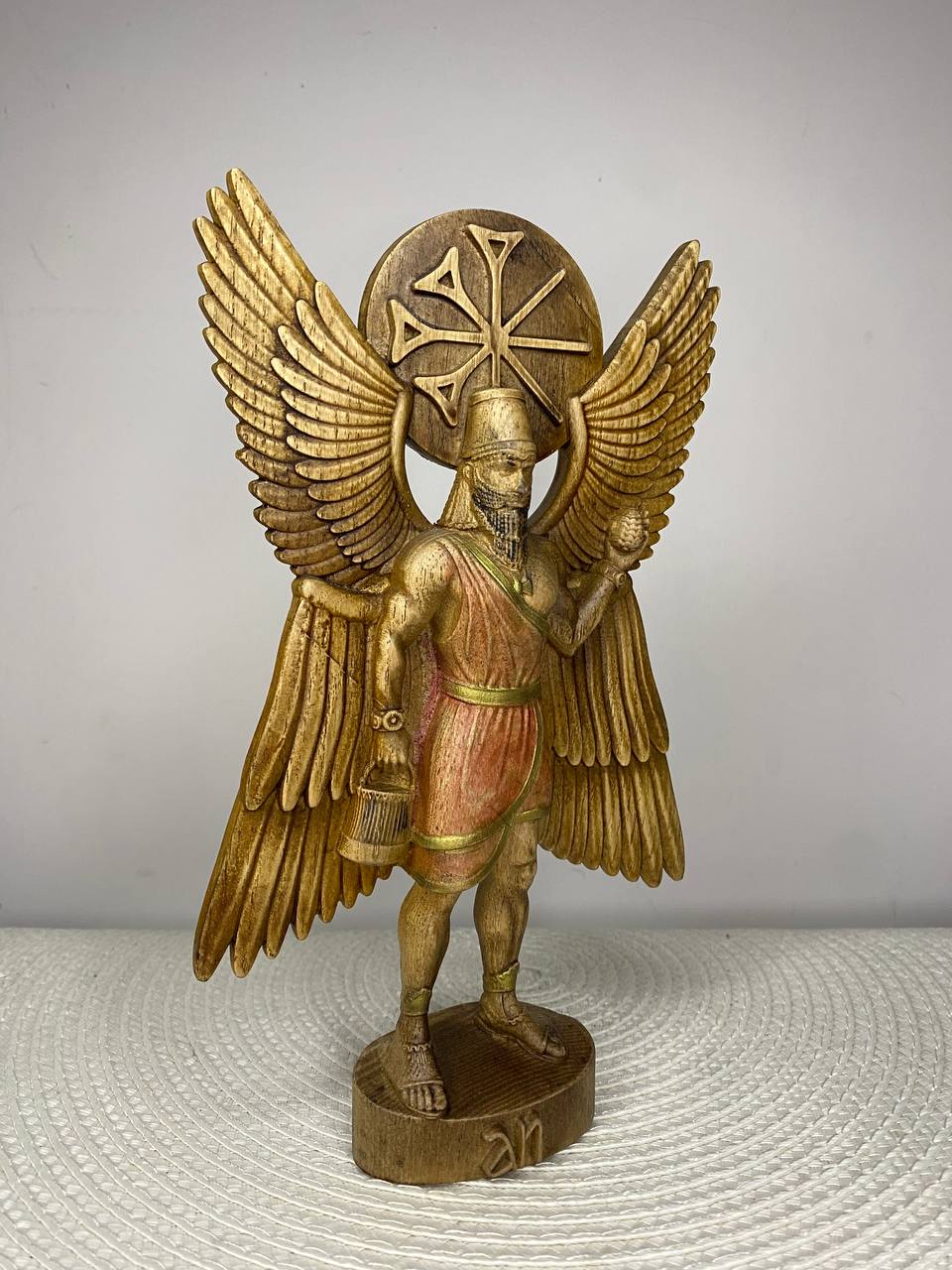 Anu Statue — Hand-Carved Ash Wood Sumerian Sky God Mesopotamian Mythology Decor