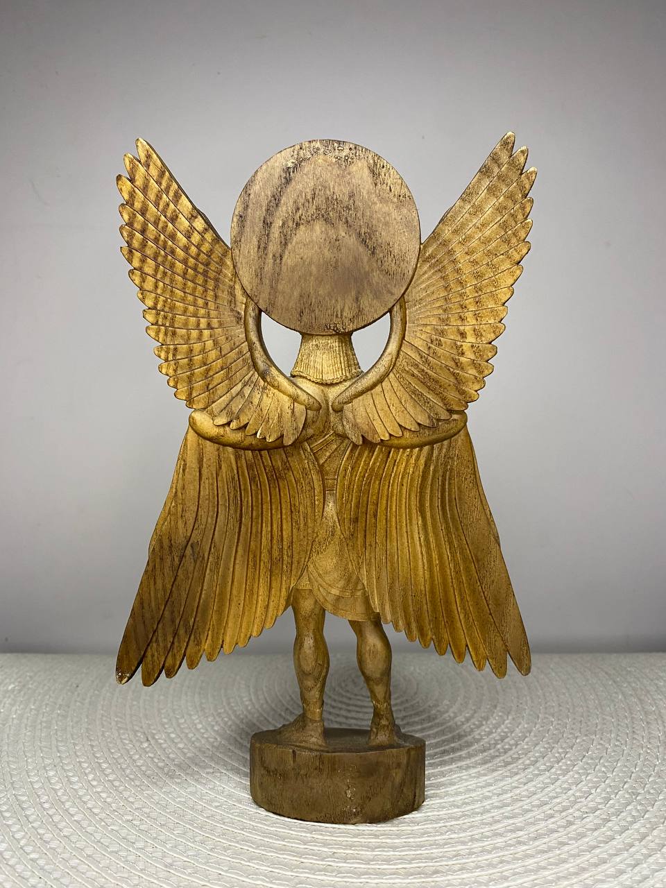 Anu Statue — Hand-Carved Ash Wood Sumerian Sky God Mesopotamian Mythology Decor