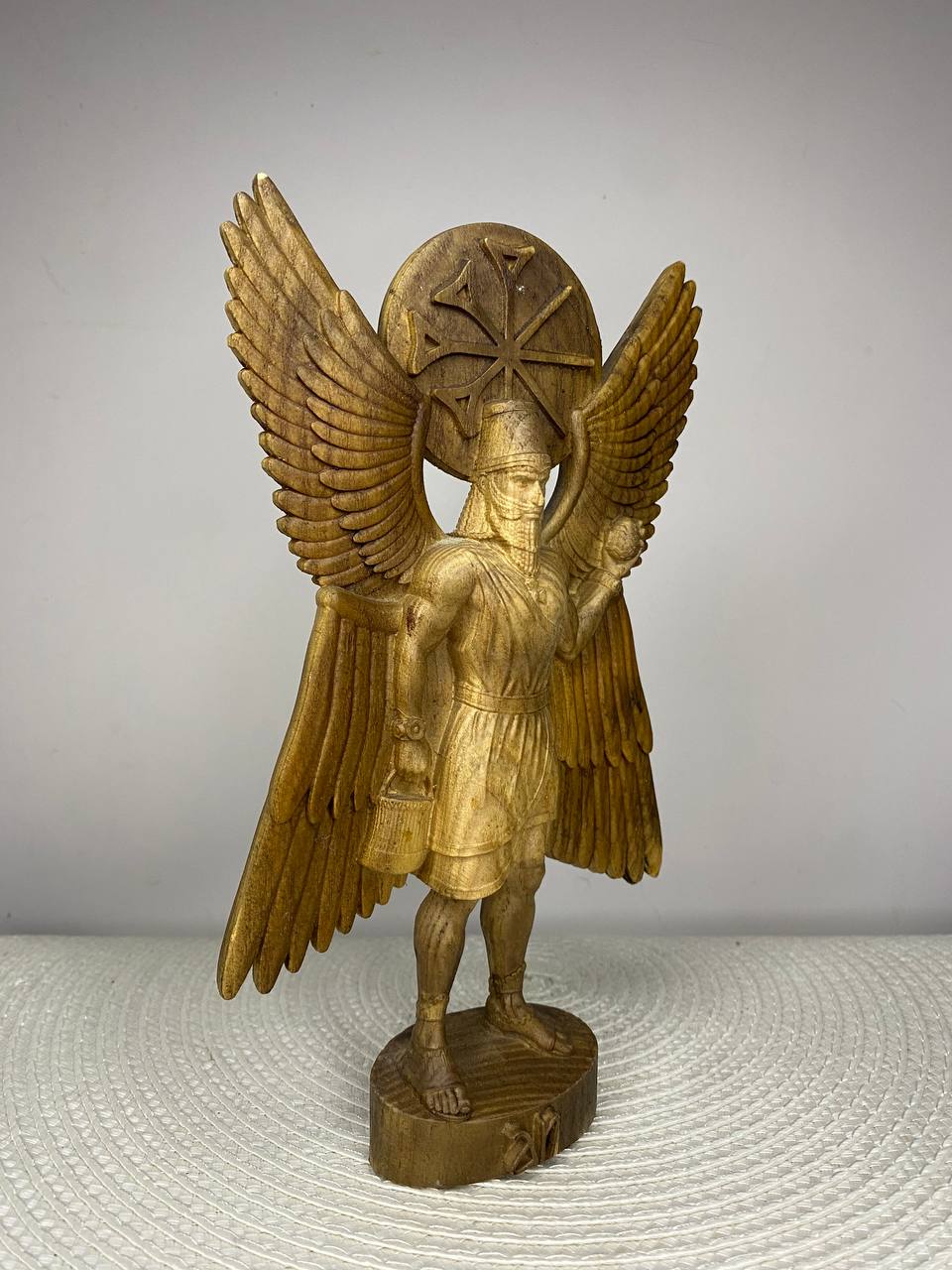 Anu Statue — Hand-Carved Ash Wood Sumerian Sky God Mesopotamian Mythology Decor