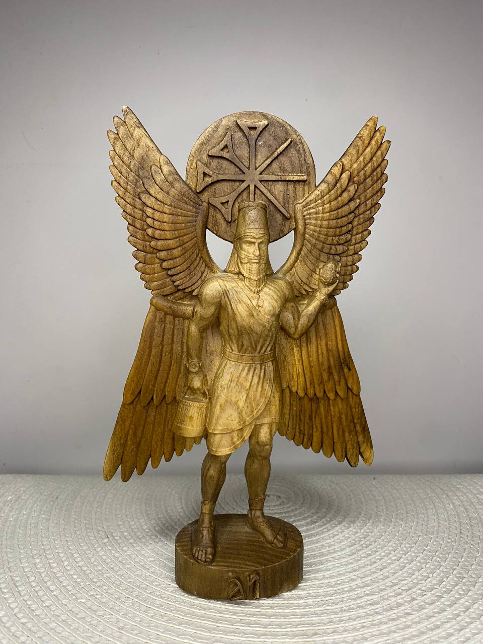 Anu Statue — Hand-Carved Ash Wood Sumerian Sky God Mesopotamian Mythology Decor