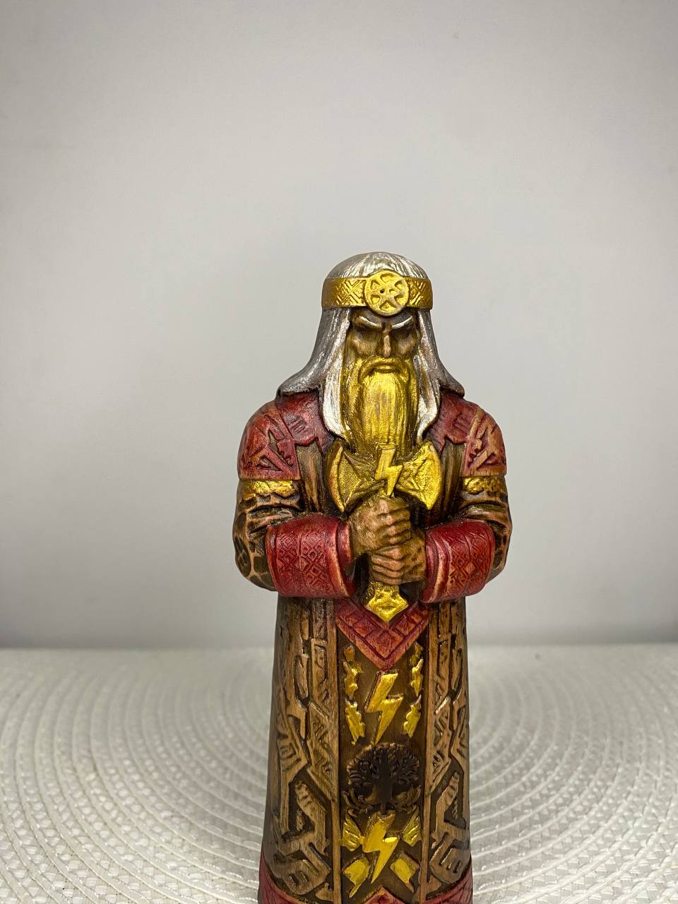 Perun Wooden Statue — Slavic God of Thunder, Lightning & Warriors