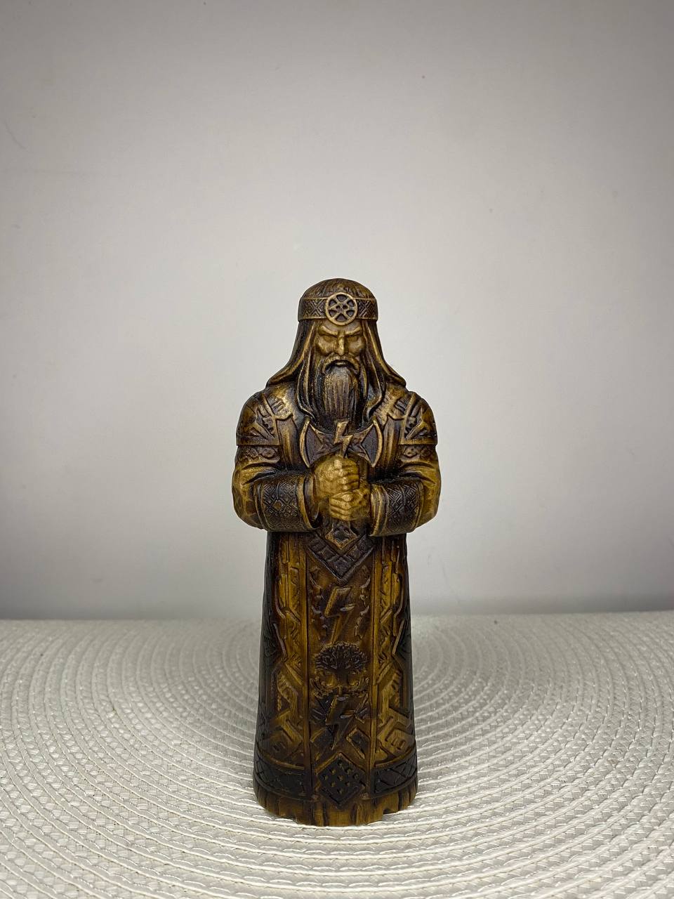 Perun Wooden Statue — Slavic God of Thunder, Lightning & Warriors