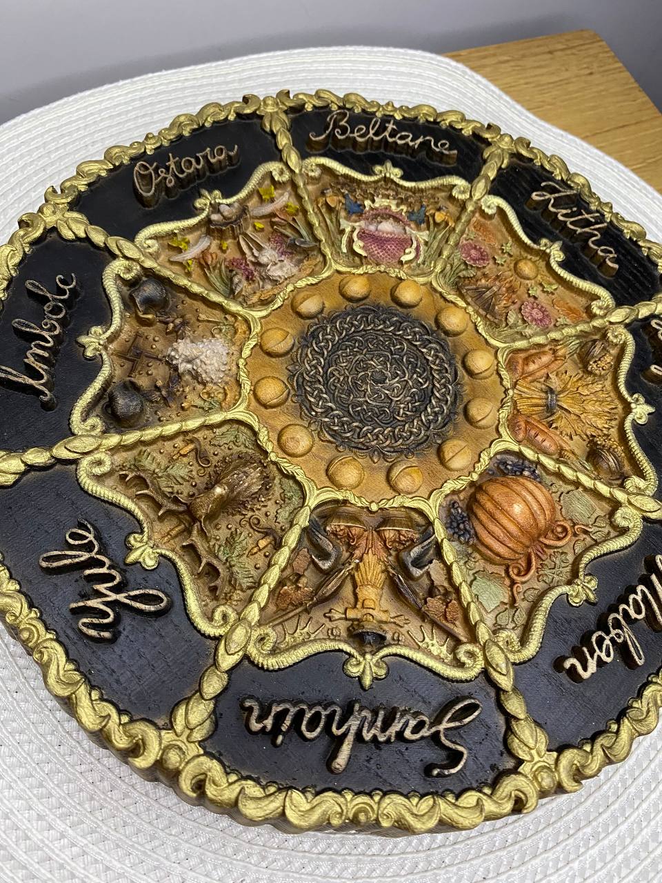 Wheel of the Year Wooden Wall Plaque – Wiccan Sabbat Calendar, Pagan Decor