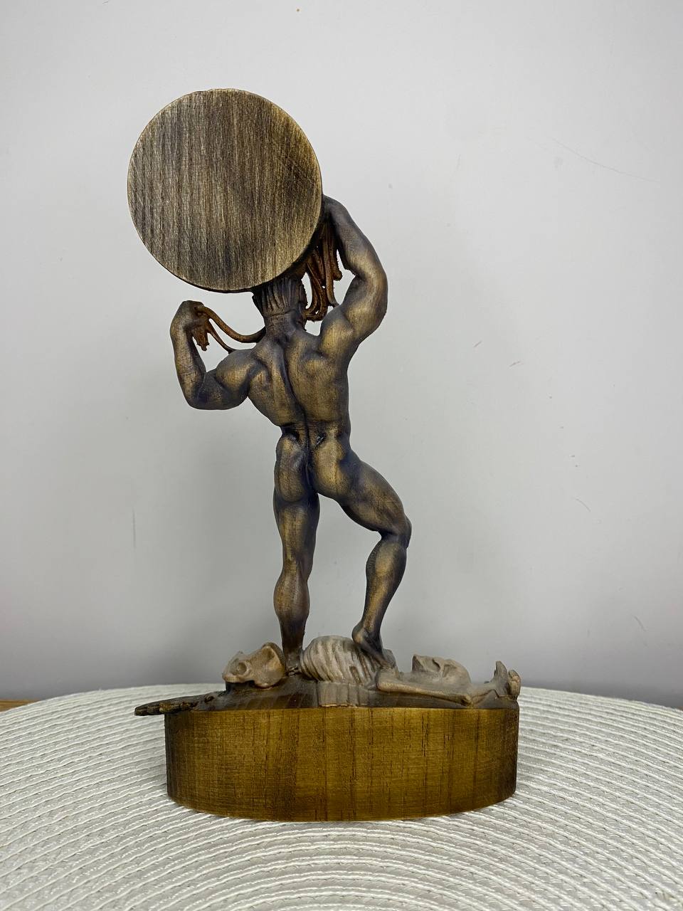 Eurynomous Demon Statue — Hand-Carved Ash Wood Greek Underworld Demon Sculpture