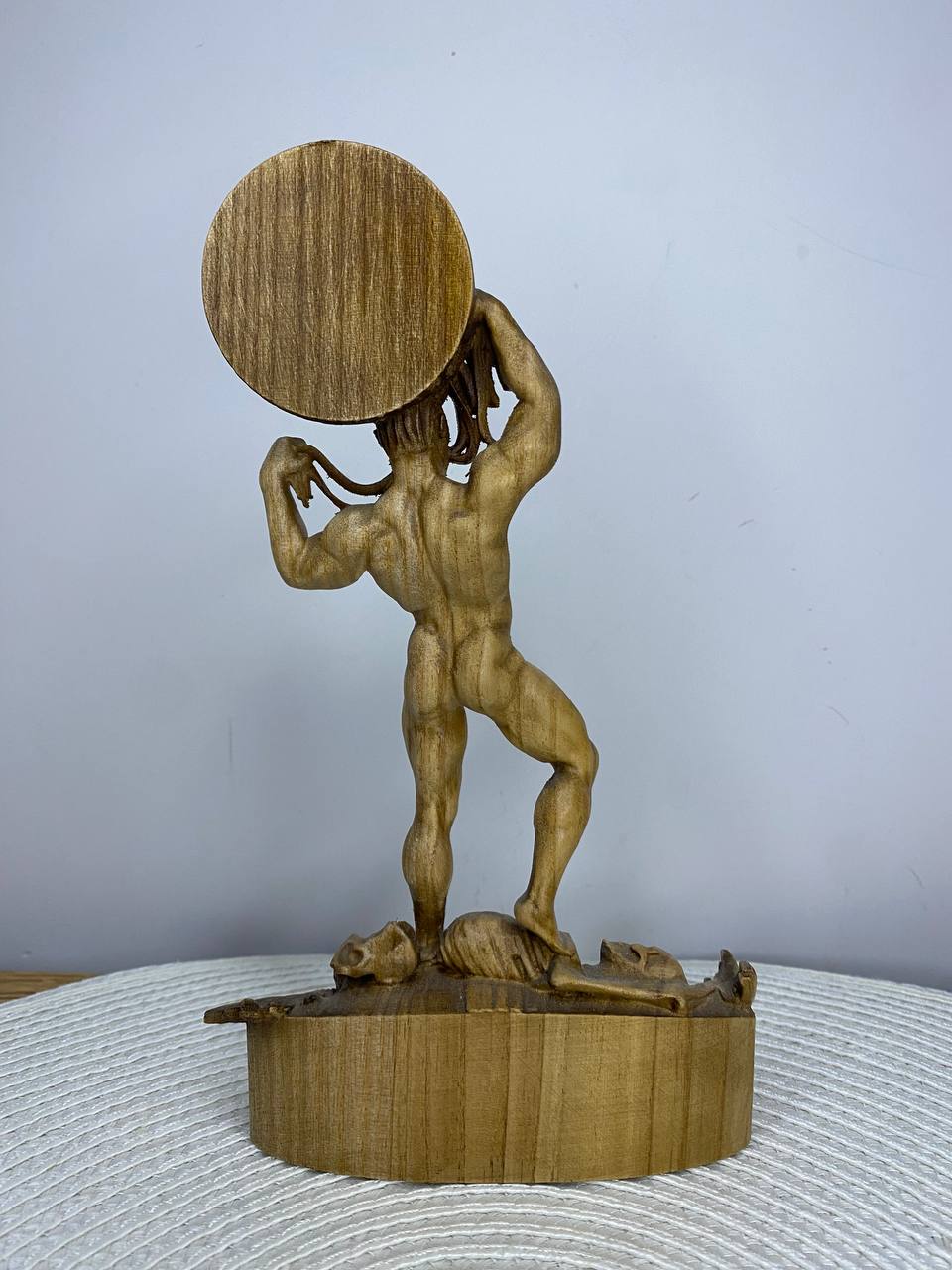 Eurynomous Demon Statue — Hand-Carved Ash Wood Greek Underworld Demon Sculpture