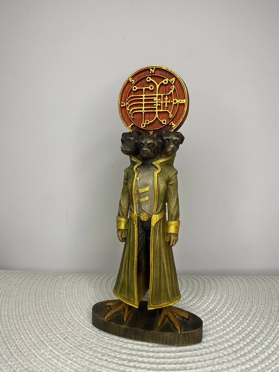 Naberius with Sigil Wooden Statue – Hand Carved Occult Gothic Altar Decor & Ars Goetia Sculpture