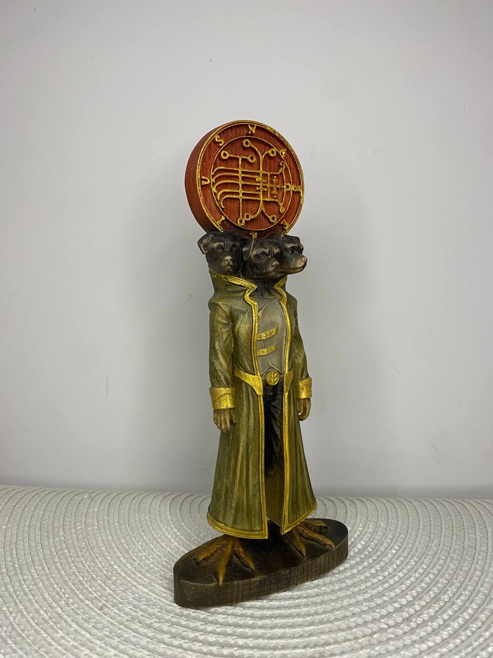 Naberius with Sigil Wooden Statue – Hand Carved Occult Gothic Altar Decor & Ars Goetia Sculpture