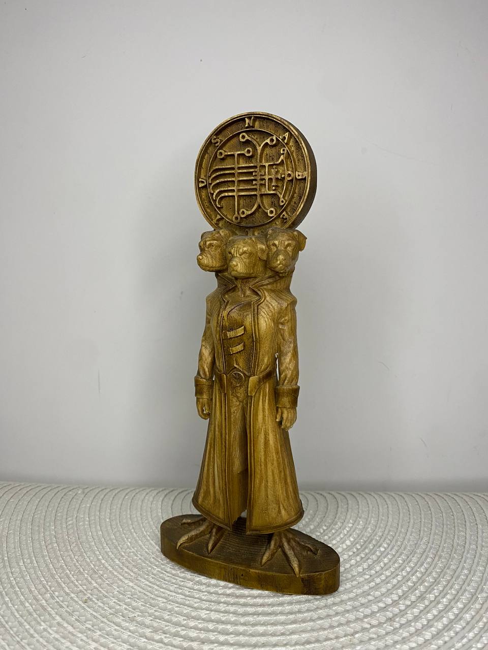 Naberius with Sigil Wooden Statue – Hand Carved Occult Gothic Altar Decor & Ars Goetia Sculpture
