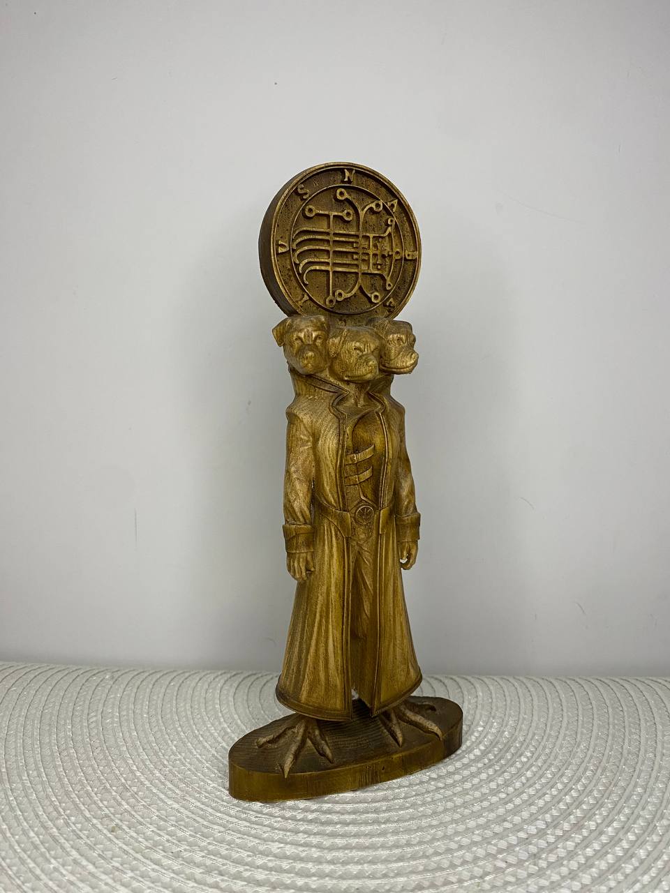 Naberius with Sigil Wooden Statue – Hand Carved Occult Gothic Altar Decor & Ars Goetia Sculpture