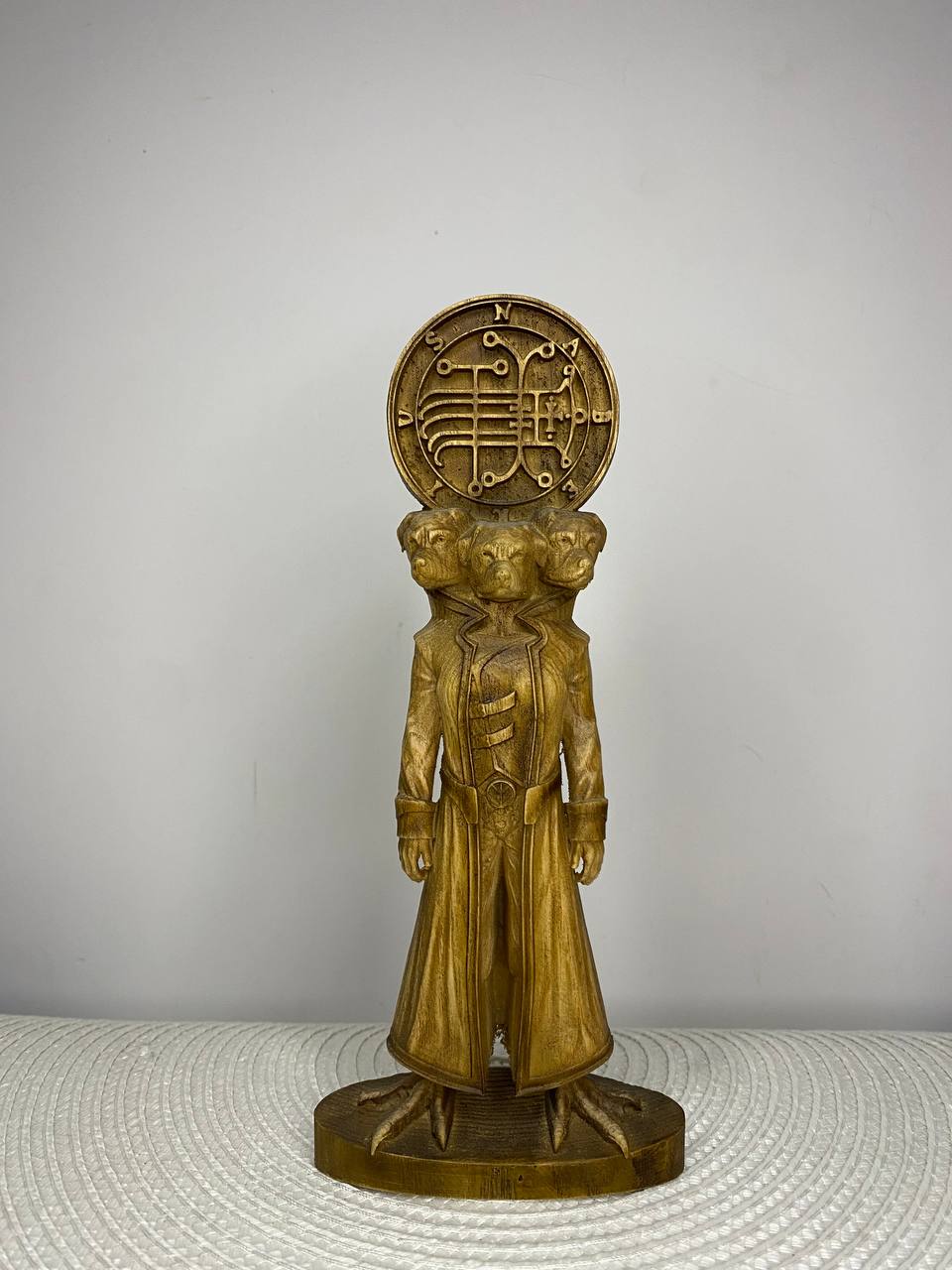 Naberius with Sigil Wooden Statue – Hand Carved Occult Gothic Altar Decor & Ars Goetia Sculpture