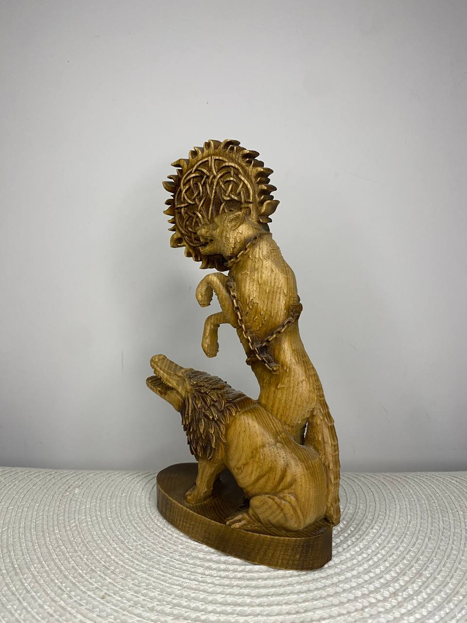 Fenrir & Ammit Statue — Norse and Egyptian Mythology Wood Carving