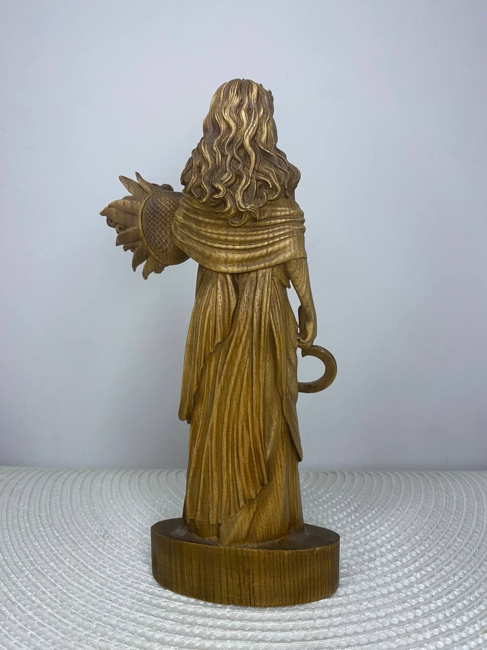 Demeter Wooden Statue – Greek Goddess of Harvest, Fertility & Earth Mythology Decor