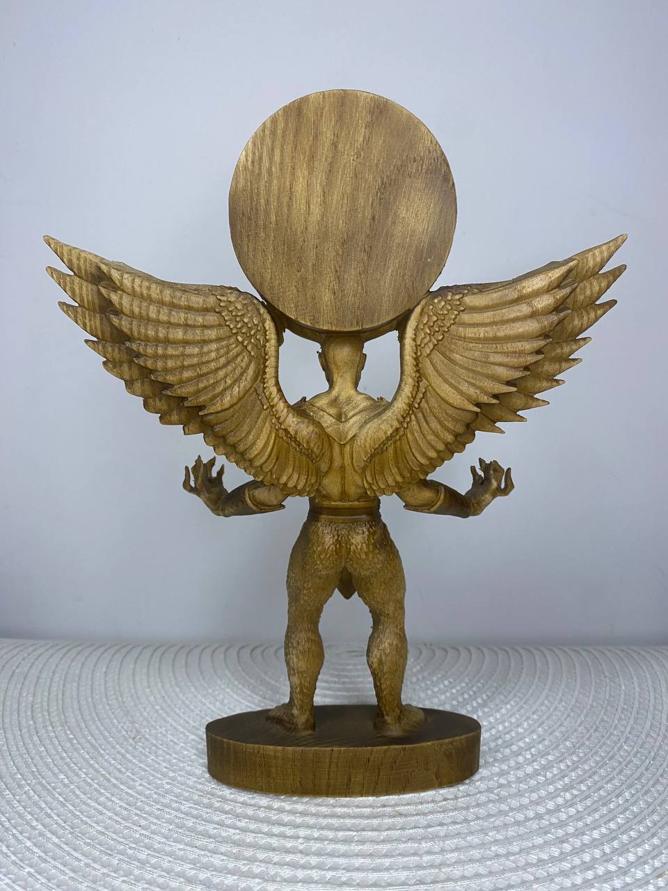 Belial Wooden Demon Statue – Winged Ars Goetia Sigil Sculpture Occult Gothic Altar Decor