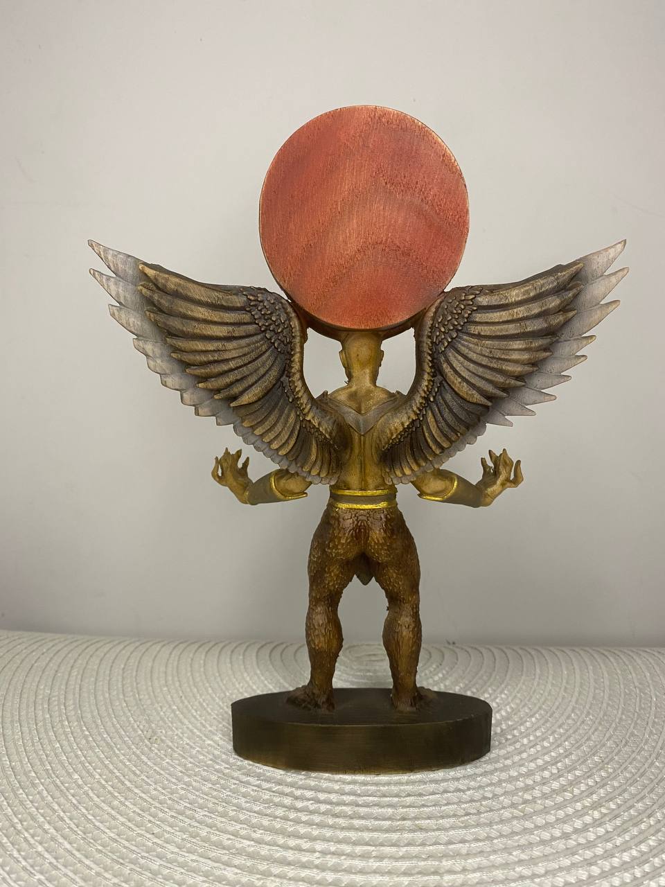 Belial Wooden Demon Statue – Winged Ars Goetia Sigil Sculpture Occult Gothic Altar Decor