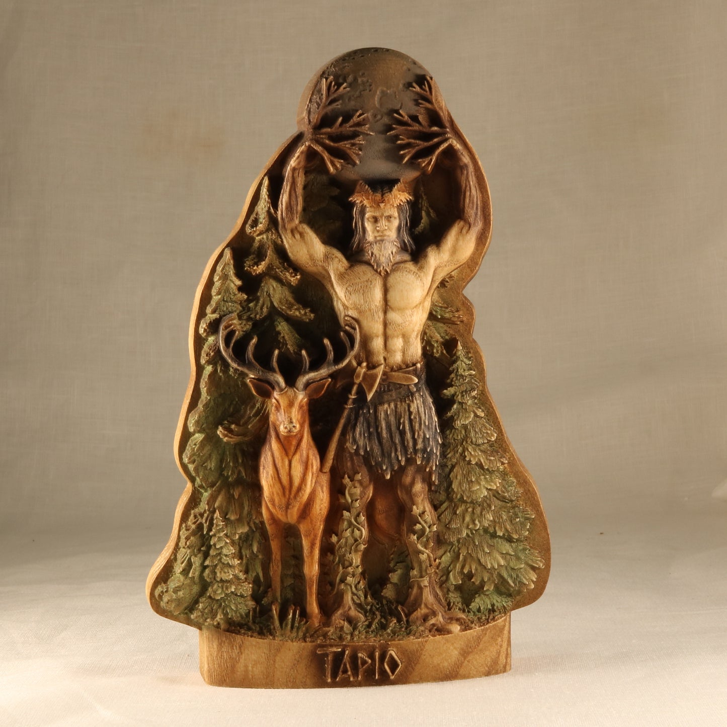 Tapio, Horned god, Lord of the forest, Norse mythology Wood carving