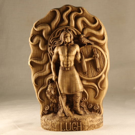 Lugh, Celtic god, Wood sculpture art Wooden statuettes, Carved wood statue