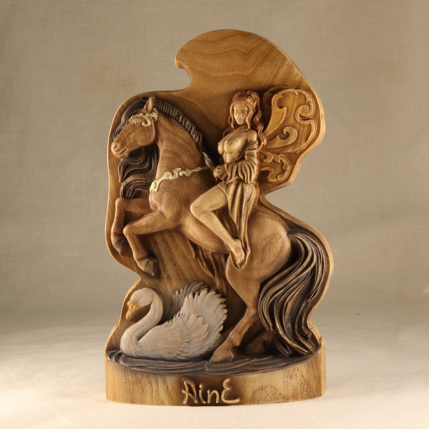 Goddess Aine, Fertility goddess, Wooden statue, Sun goddess