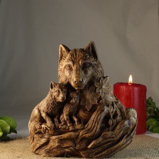 Wolf statue Wolf carving Shewolf Wolf figurine Wolf decor Animal statue Woodland anial Wolf gift Wolf family Wood wolf Wood carving Wolf art