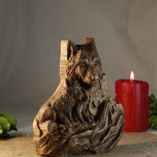 Wolf statue Wolf carving Shewolf Wolf figurine Wolf decor Animal statue Woodland anial Wolf gift Wolf family Wood wolf Wood carving Wolf art