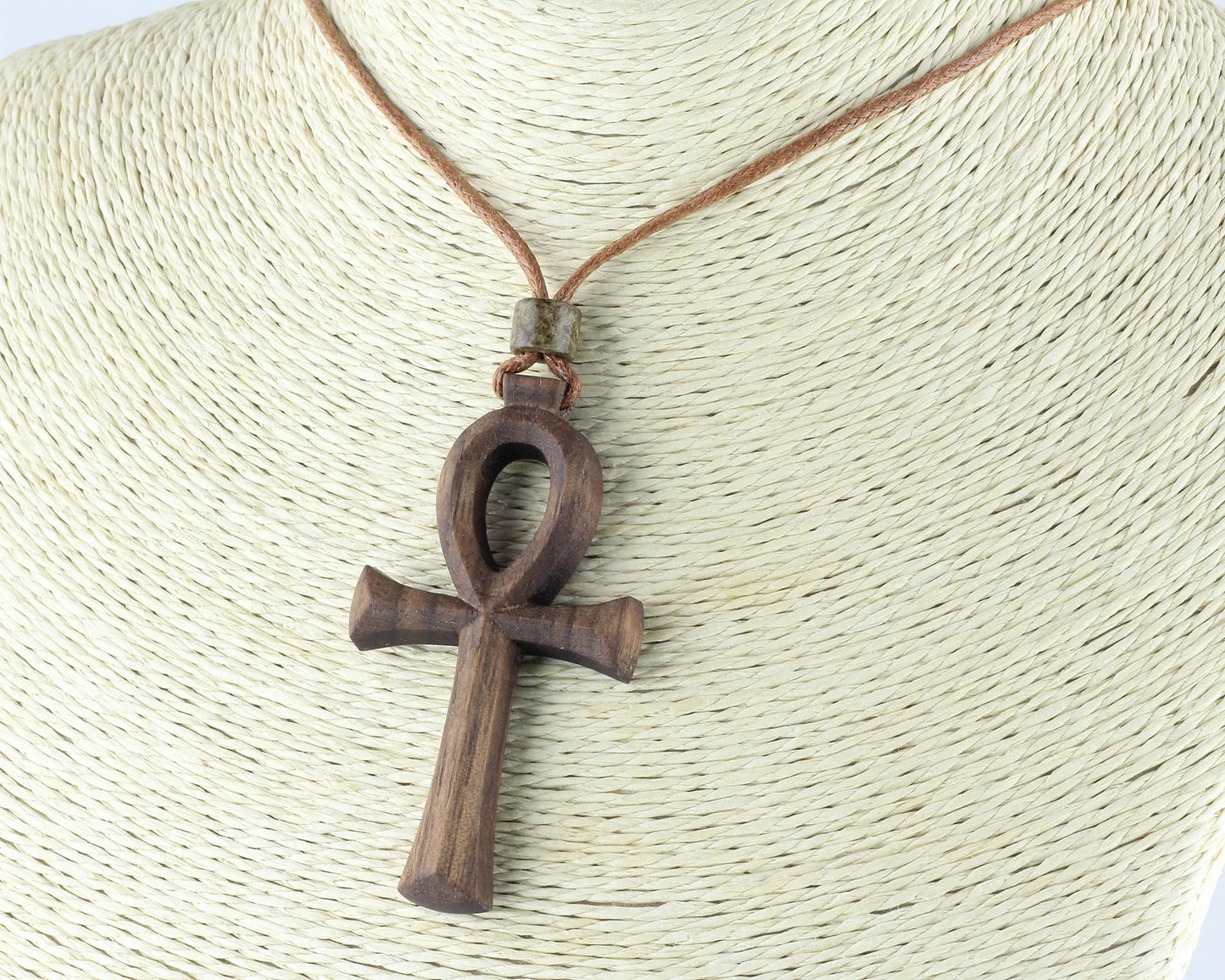 Ankh necklace Ankh pendant Egyptian cross, Wood necklace