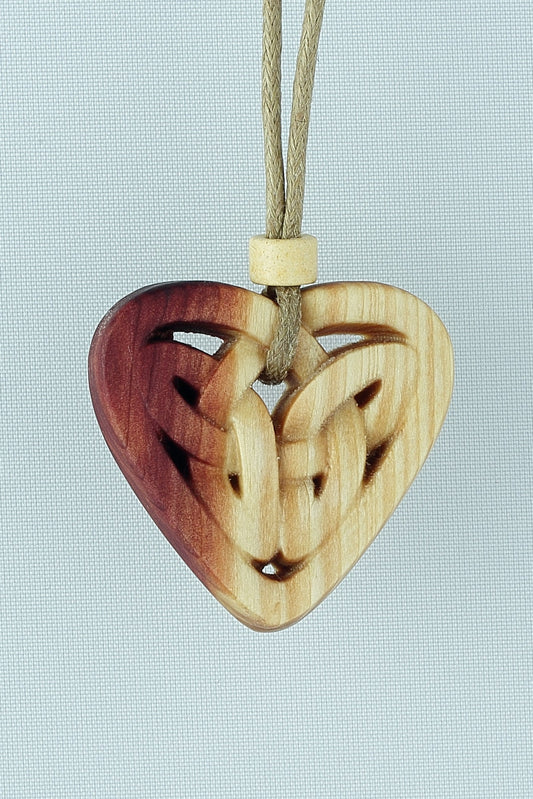 Celtic Heart Pendant, carved   Jewelry, juniper heart necklace , Made in Ireland