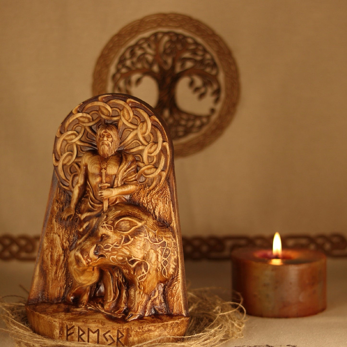 Freyr god wooden statue