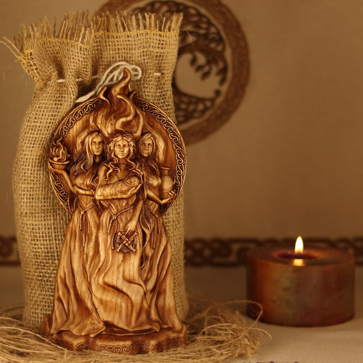 Brigid, wooden statue, Fertility Goddess, Celtic goddess