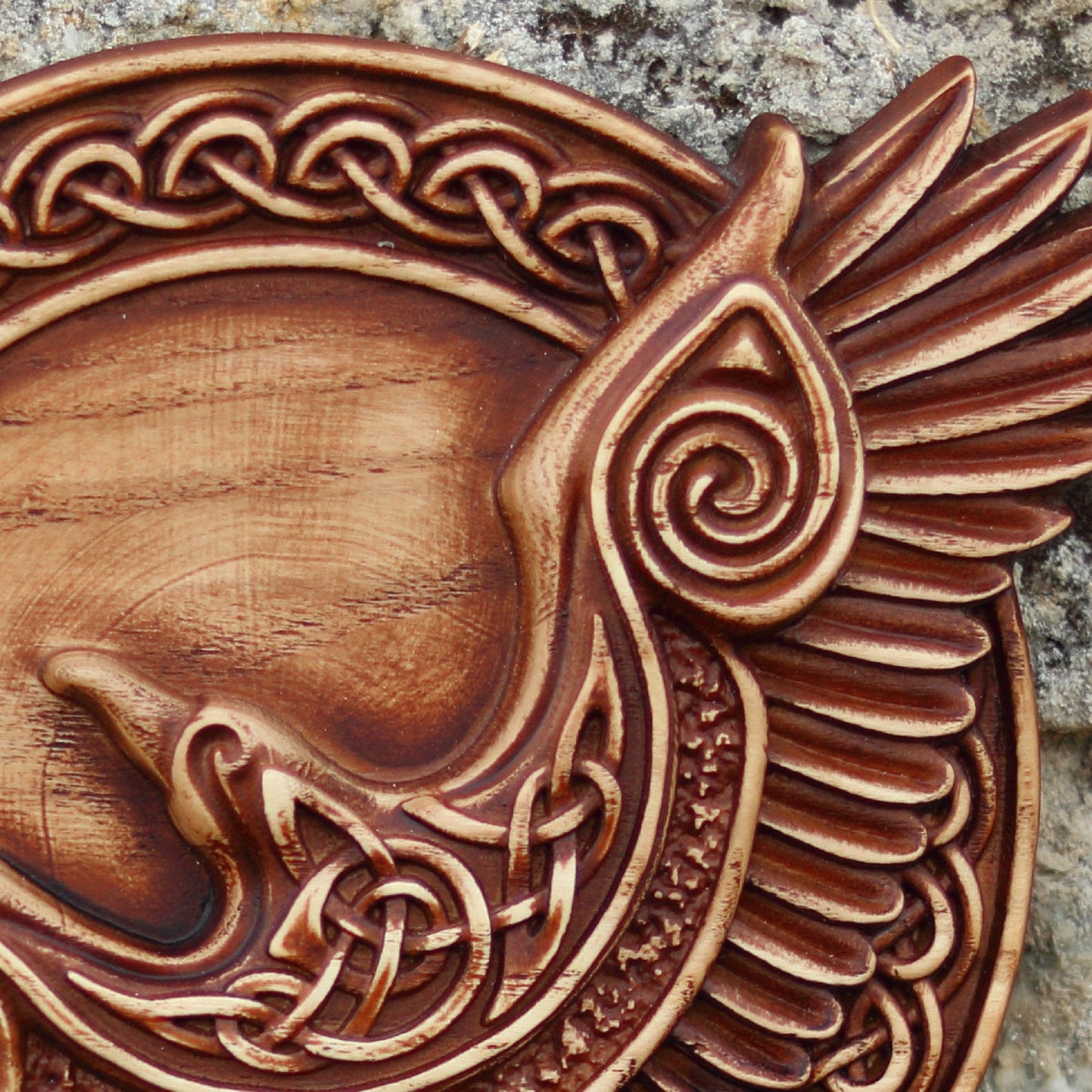 A raven handmade wooden panel