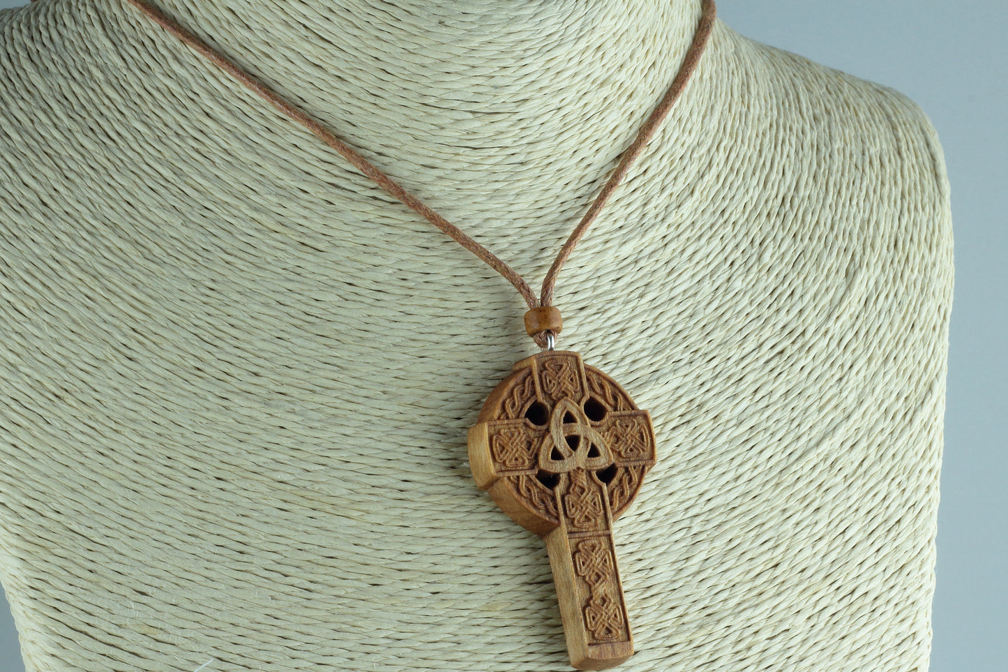 Celtic cross, Irish cross necklace, wooden necklace