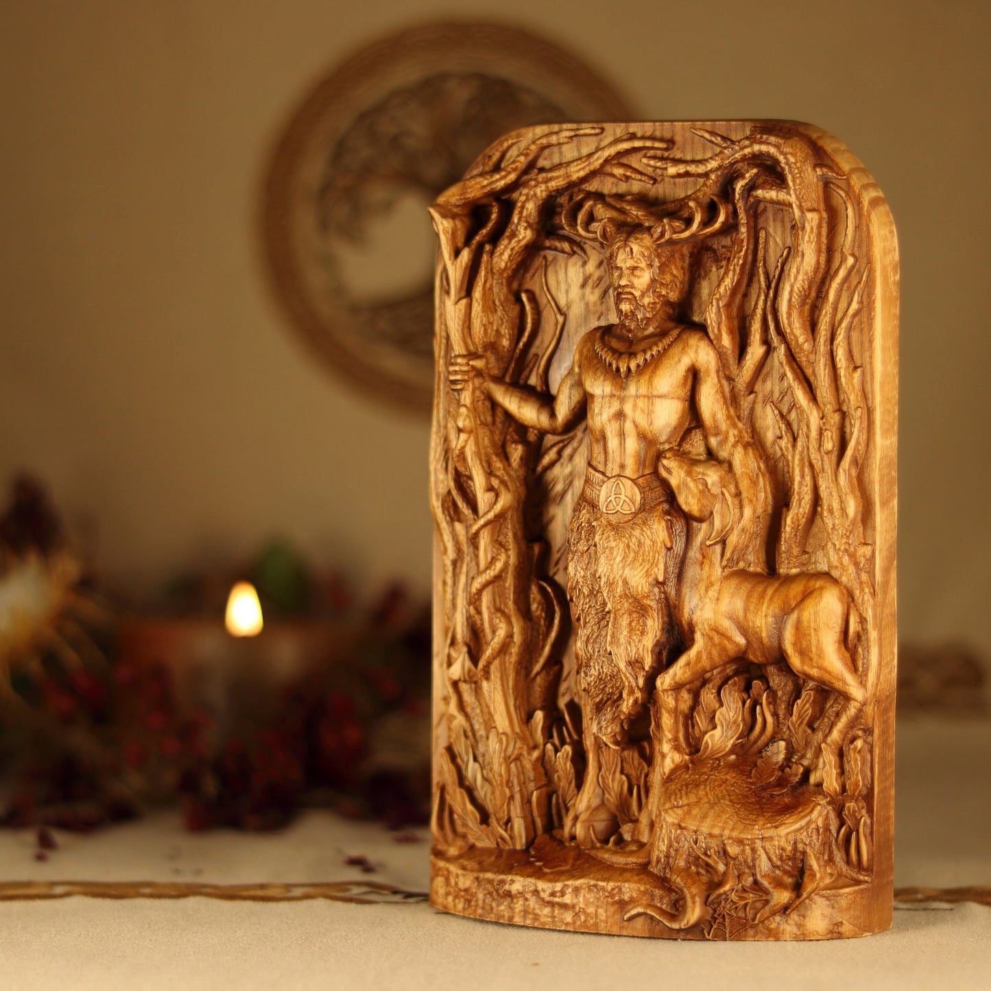 Cernunnos, Horned god, Wood sculpture