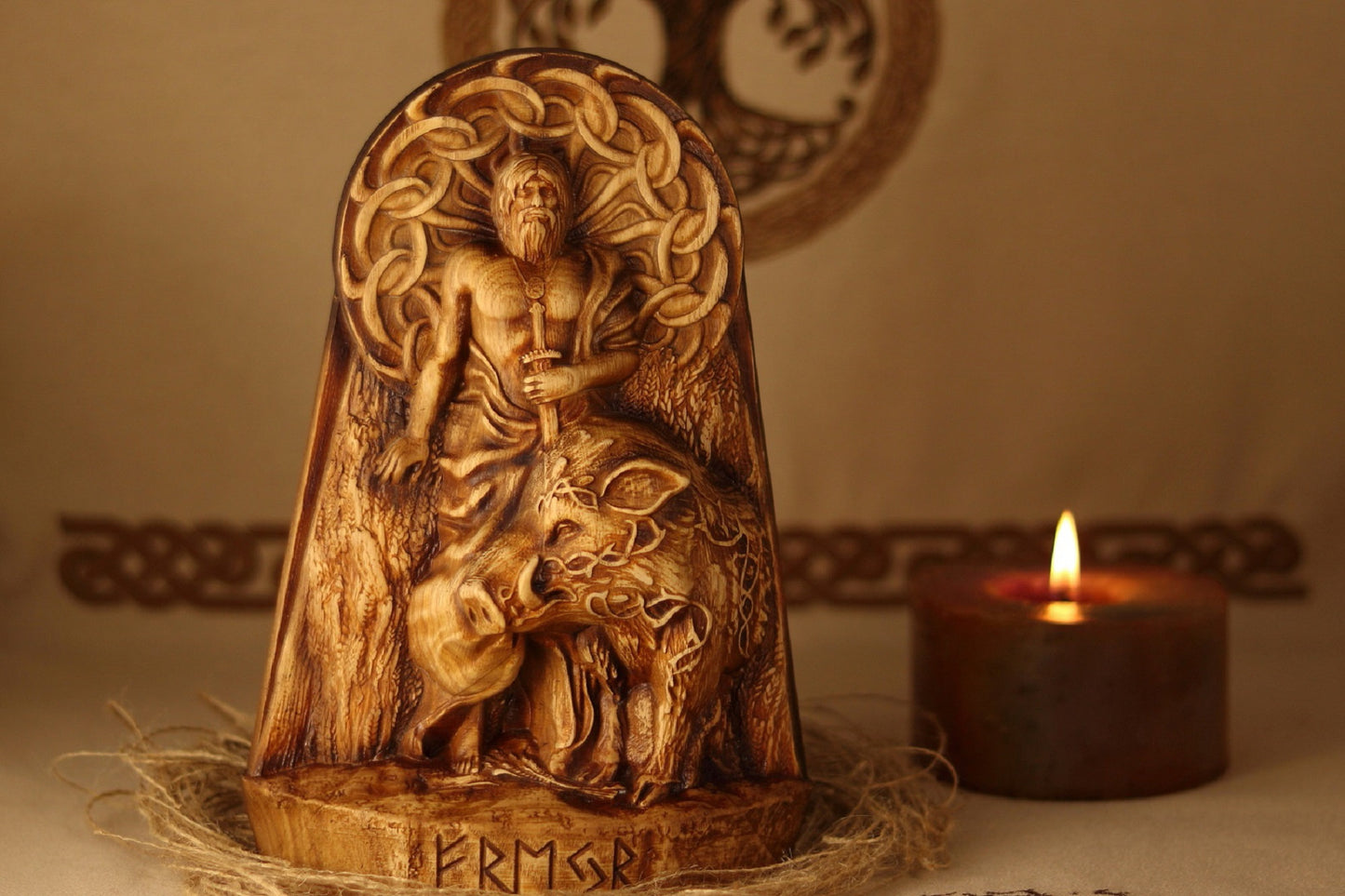 Freyr god wooden statue