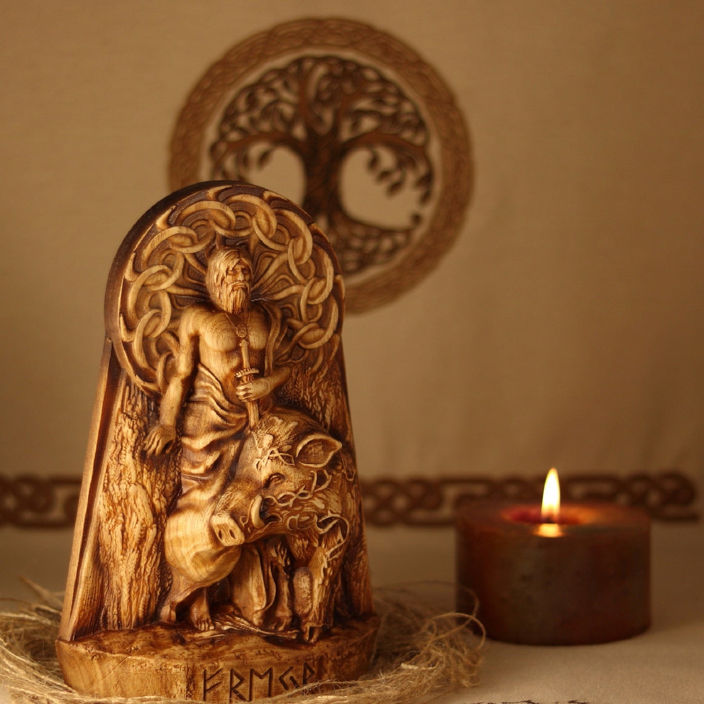 Freyr god wooden statue