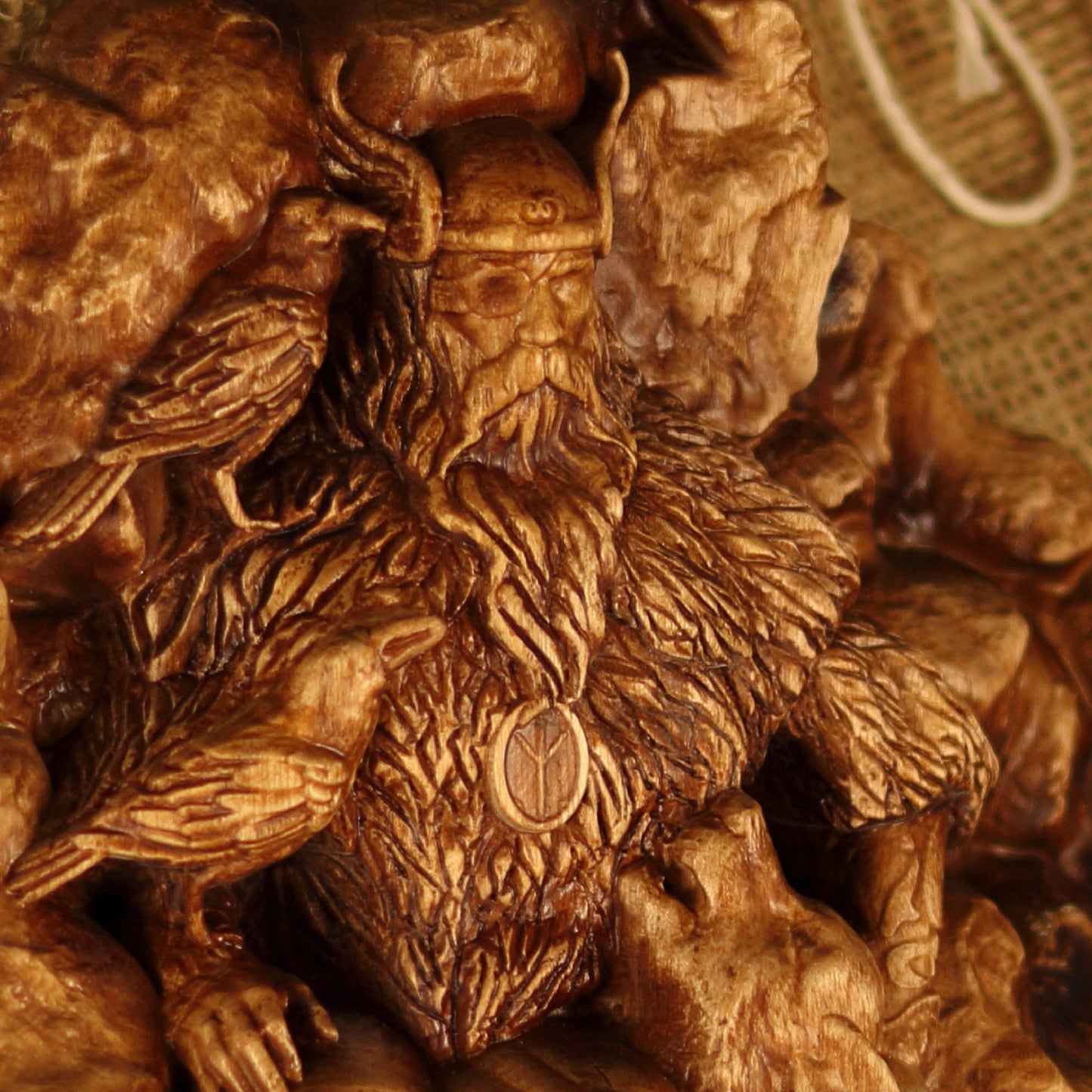 Wooden Carving Odin Sculpture - Heathen Gods