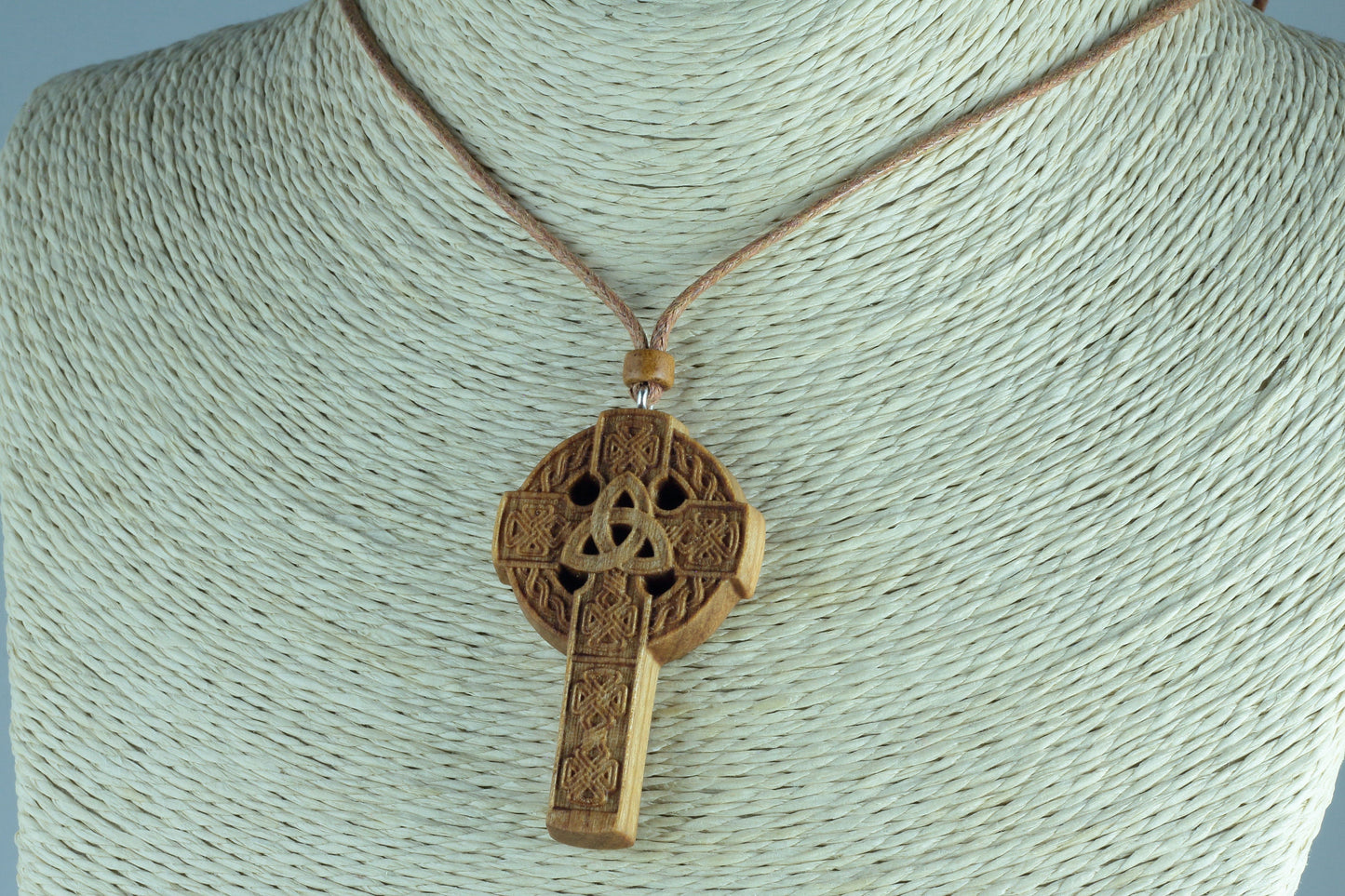 Celtic cross, Irish cross necklace, wooden necklace