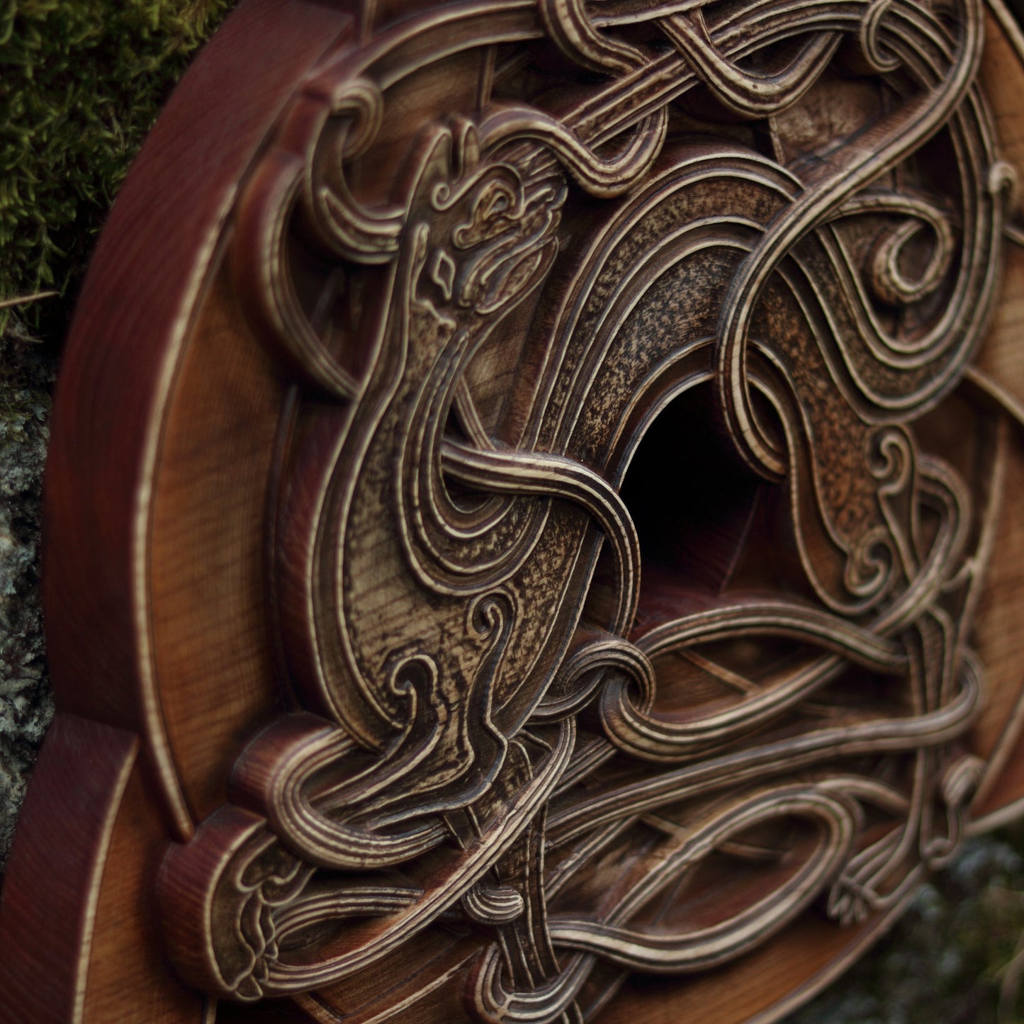 Celtic сat, Celtic wood knot, Carved wood panel